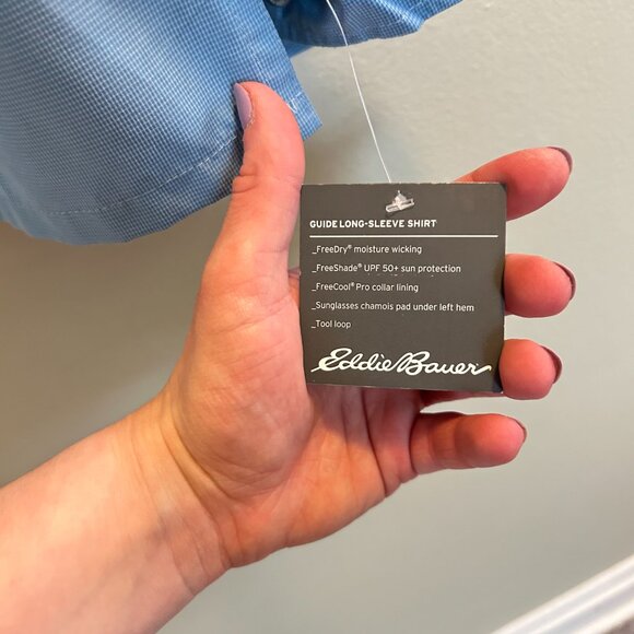 Eddie Bauer Guide Long Sleeve Shirt Mens Size XXL Sky Blue Button Down Hiking - Picture 4 of 9